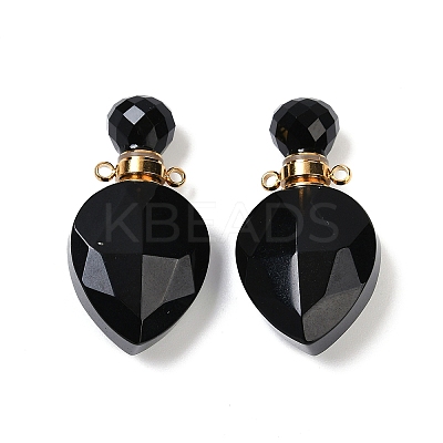 Natural Obsidian Faceted Teardrop Bottle Pendants G-A225-02G-07-1