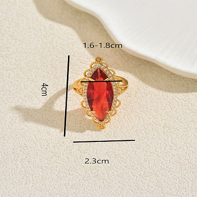 Brass Glass Cuff Open Rings for Women VY2742-1-1