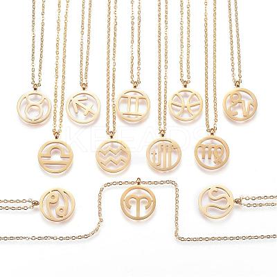 304 Stainless Steel Pendant Necklaces NJEW-N0074-23G-1