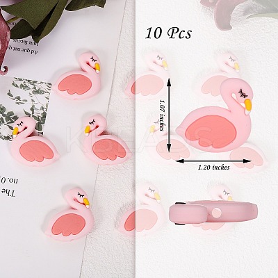 10Pcs Cartoon Flamingo Silicone Beads JX703A-1