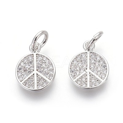Brass Micro Pave Cubic Zirconia Charms X-ZIRC-J021-02P-RS-1