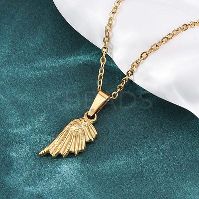 Wing 304 Stainless Steel Pendant Necklaces NJEW-H059-22G-1