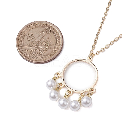 ABS Plastic Imitation Pearl with Brass Pendant Necklaces NJEW-JN04904-1