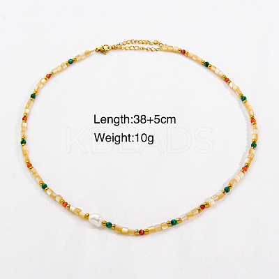 Handmade Natual Pearl & Natural Quartz & Shell Beaded Necklaces XL1709-3-1