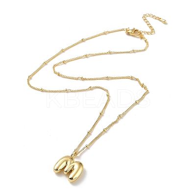 Initial Letter Brass Pendant Necklace NJEW-A015-21G-M-1