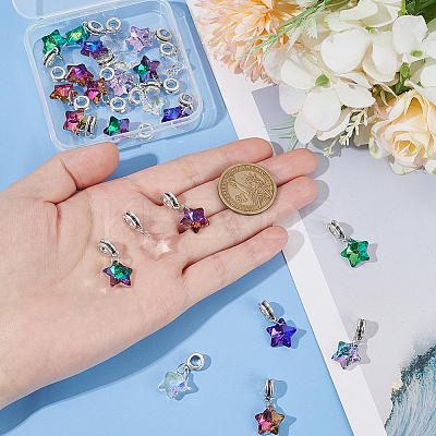 24Pcs 8 Styles AB Color Transparent Glass European Dangle Charms PALLOY-AR00050-1