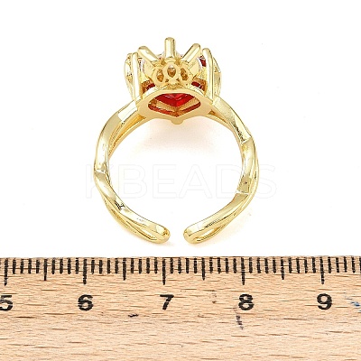 Brass Micro Pave Cubic Zirconia Cuff Rings for Women RJEW-A088-06G-1