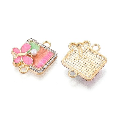 Alloy Crystal Rhinestone and ABS Imitation Pearl Connector Charms PALLOY-T092-09G-1