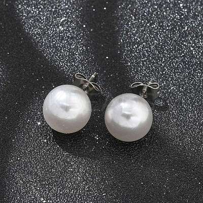 Round Plastic Imitation Pearl
Stud Earrings & Necklaces Sets SJEW-Q001-01P-1