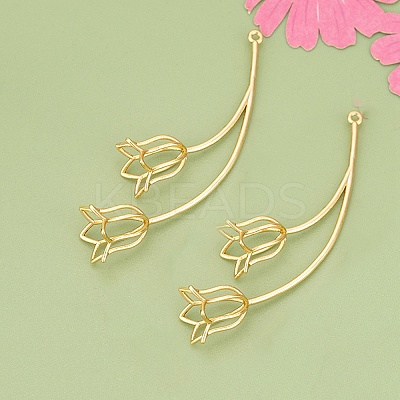 Three-Dimensional Flower Brass Pendants KK-V006-02G-02-1