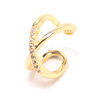Brass Micro Pave Clear Cubic Zirconia X-shape Cuff Earrings EJEW-TAC0010-010-1
