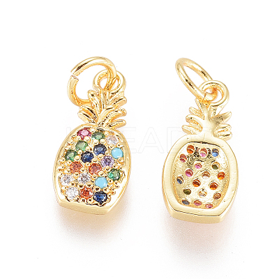 Brass Micro Pave Cubic Zirconia Pendants X1-ZIRC-L093-27G-1