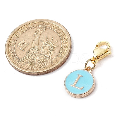 26Pcs Flat Round with Letter A~Z Alloy Enamel Pendant Decorations HJEW-JM02563-1