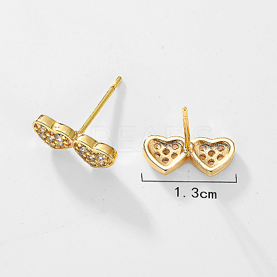 Fashionable and Versatile Heart Brass Stud Earrings IT0137-1