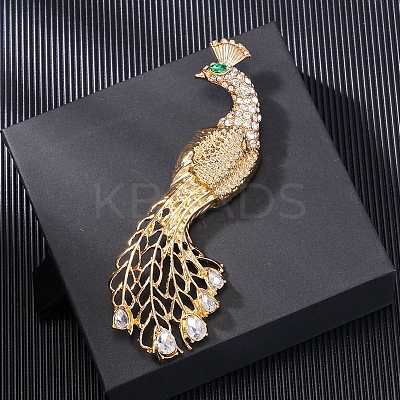 Peacock Alloy Crystal Rhinestone Brooches JEWB-M046-23G-1