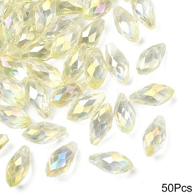 50Pcs Electroplate Glass Faceted Teardrop Beads EGLA-YW0005-17G-1