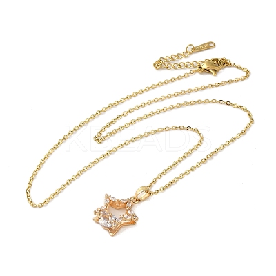 Brass Micro Pave Clear Cubic Zirconia Pendant Necklaces for Women NJEW-E106-07KCG-01-1