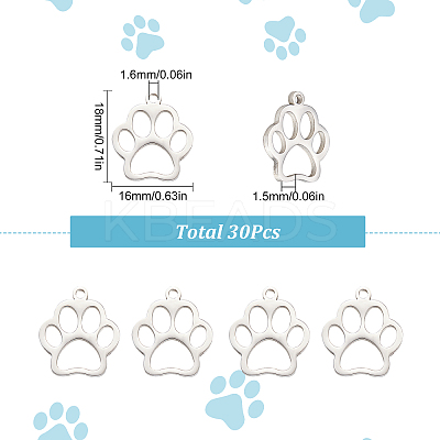 30Pcs 201 Stainless Steel Pet Pendants STAS-SC0004-96-1