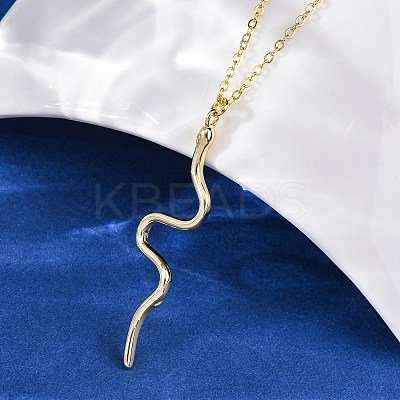 Brass Snake Pendant Cable Chain Necklaces for Women LS-NJEW-S438-01B-G-1