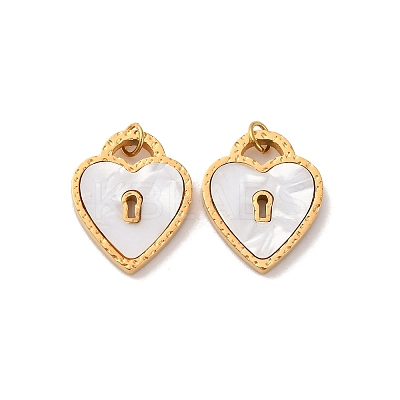 304 Stainless Steel Pave Natural Shell Pendants STAS-U061-05G-1