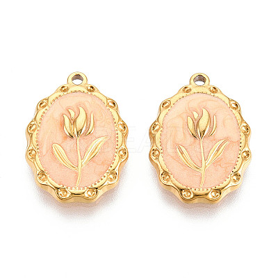 304 Stainless Steel Enamel Pendants STAS-N110-27A-G-1