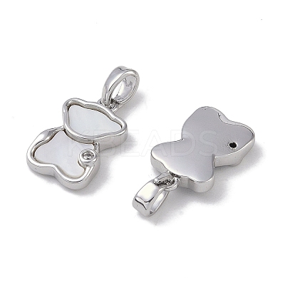 Brass & Shell & Clear Cubic Zirconia Pendants KK-G497-15P-1