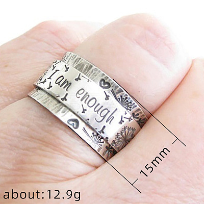 Dandelion with Word Pattern Alloy Finger Rings FS-WG2A4E2-05-1