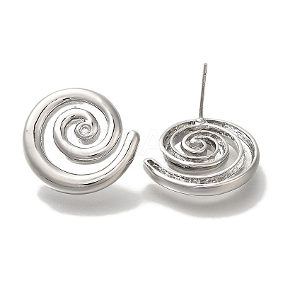 Brass Micro Pave Clear Cubic Zirconia Spiral Stud Earrings for Women EJEW-U026-02P-1
