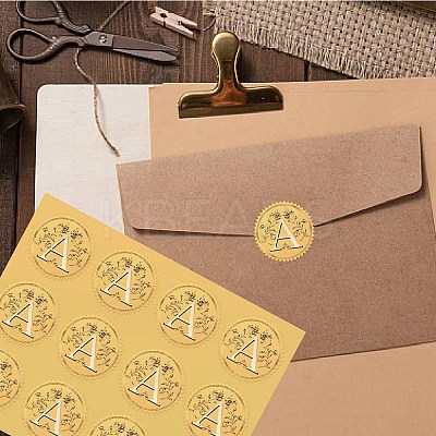 34 Sheets Self Adhesive Gold Foil Embossed Stickers DIY-WH0509-085-1