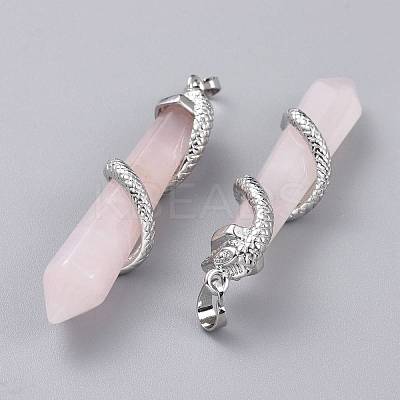 Natural Rose Quartz Big Pointed Pendants G-F696-B13-1