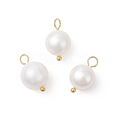Natural Cultured Freshwater Pearl Round Charms PALLOY-JF04193-01-1