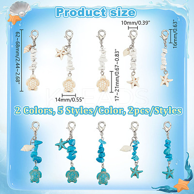 4 Sets 2 Style Glass Pendant Decorations HJEW-GA0001-50-1