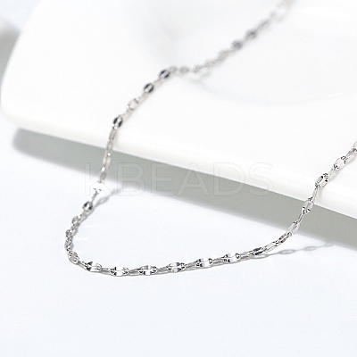 Rhodium Plated 925 Sterling Silver Dapped Chain Necklace NJEW-I124-100-1