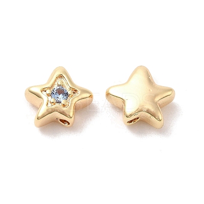 Brass Cubic Zirconia Beads KK-Q773-01G-02-1