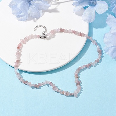 Natural Rose Quartz Chip Beaded Necklace NJEW-JN04615-03-1