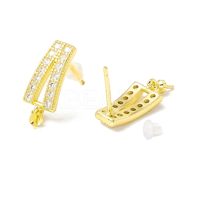 Brass Stud Earrings Findings EJEW-H086-08G-1