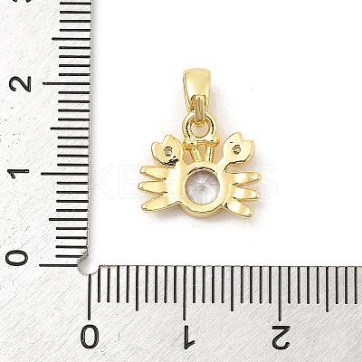 Rack Plating Leaf Brass Clear Cubic Zirconia Pendants KK-S407-13G-F-1