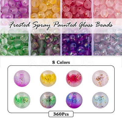 360Pcs 8 Colors Frosted Spray Painted Glass Beads GLAA-YW0001-40-1