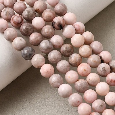 Natural Pink Zebra Jasper Beads Strands X-G-P231-01-6mm-1