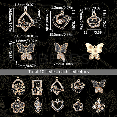 40Pcs 10 Style Alloy Enamel Pendants FIND-SC0008-32-1