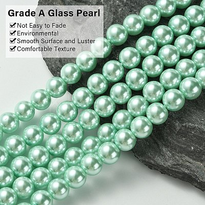 Eco-Friendly Dyed Glass Pearl Round Bead Strands HY-A002-8mm-RB034-1
