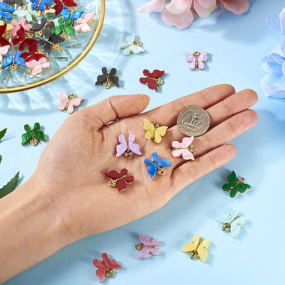 54Pcs 9 Colors Acrylic Alloy Pendants MACR-TA0001-60-1