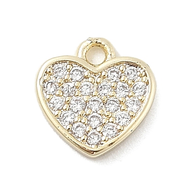 Brass Micro Pave Clear Cubic Zirconia Charms KK-B130-02G-07-1