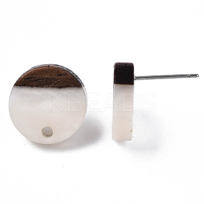 Resin & Walnut Wood Stud Earring Findings MAK-N032-007A-1
