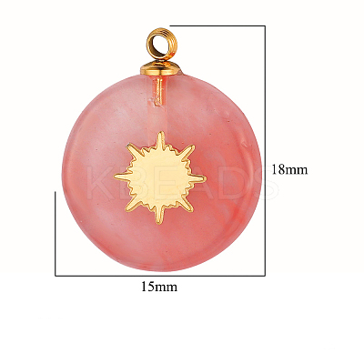 Synthetic Watermelon Stone Glass Pendants FIND-PW0015-02B-04-1