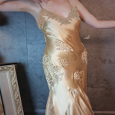 5 Yards Metallic Yarn Flower Lace Trim Ribbons OCOR-LP0002-82-1
