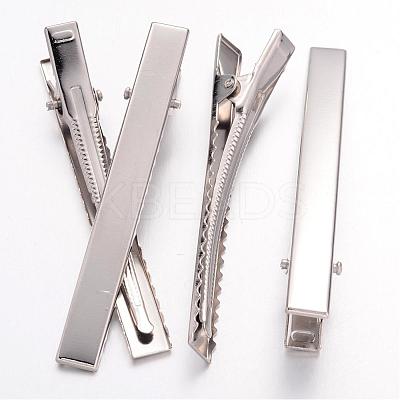 Platinum Plated Iron Flat Alligator Hair Clip Findings for DIY Hair Accessories Making X-IFIN-S286-77mm-1