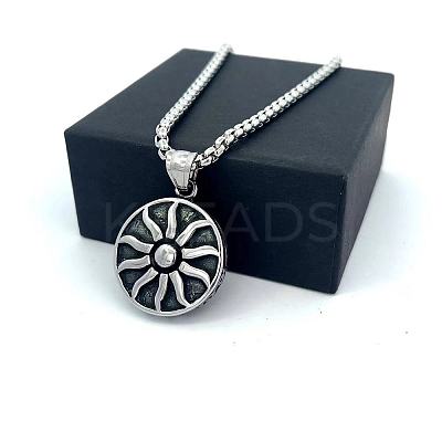 Vintage Sunflower Pendant 304 Stainless Steel Necklaces for Women Men PF9276-1
