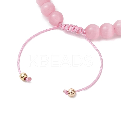 2Pcs Cat Eye Beads Braided Bead Bracelets for Mother and Child BJEW-TA00619-1