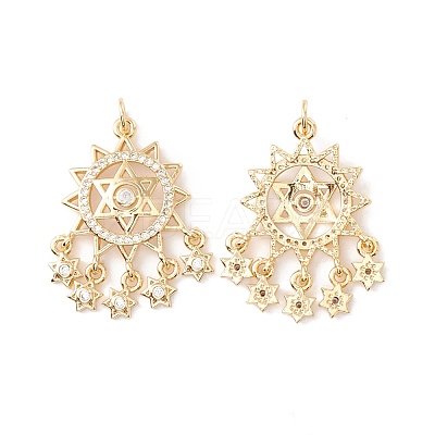 Rack Plating Brass Micro Pave Clear Cubic Zirconia Pendants ZIRC-I057-11G-1